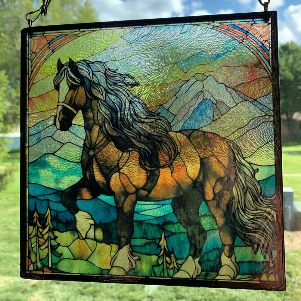 Sublimated Glass Horse Sun Catcher
